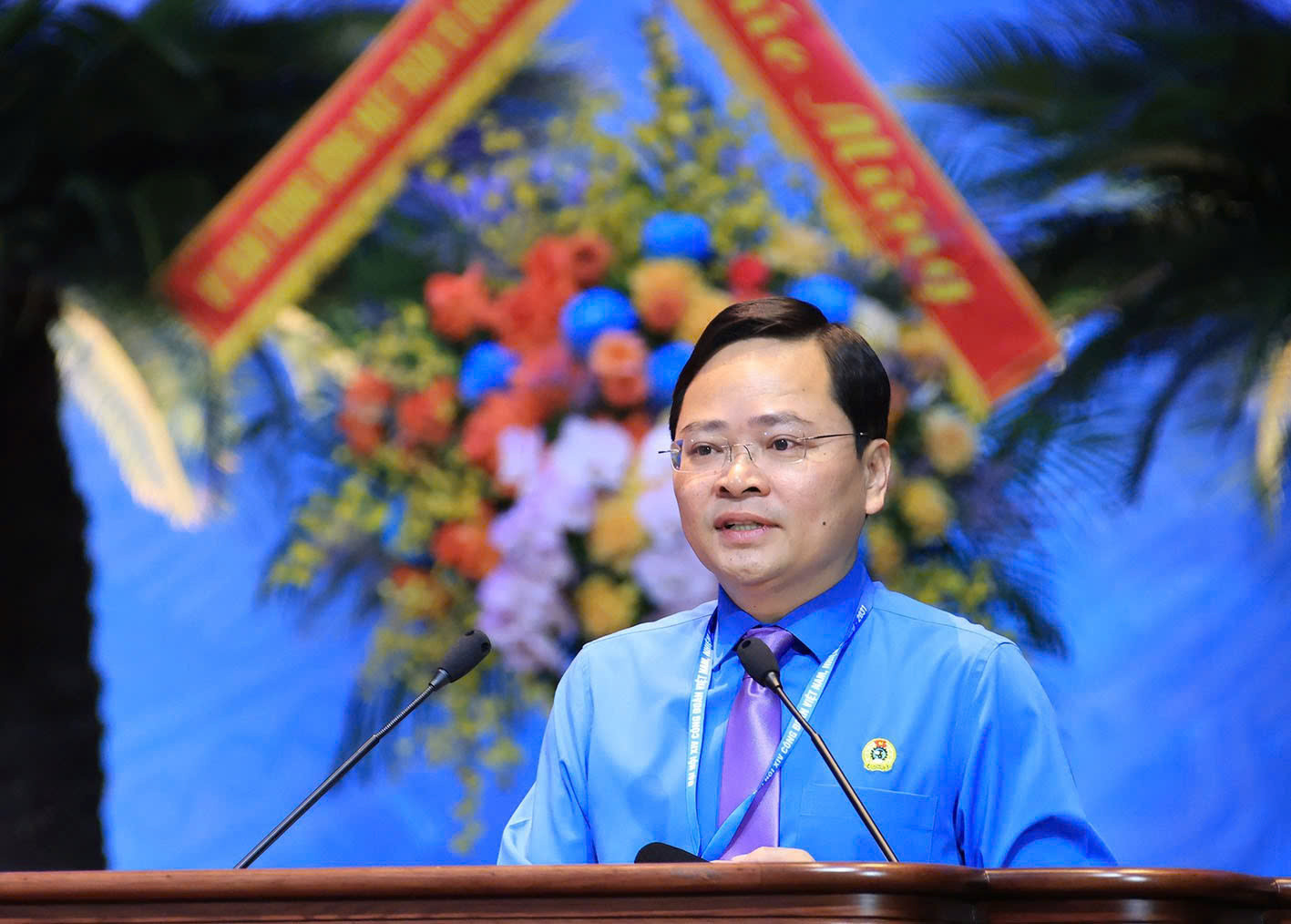 Đồng chí Nguyễn Anh Tuấn - Ủy viên Ban Chấp hành Trung ương Đảng, Phó Chủ tịch Ủy ban Trung ương Mặt trận Tổ quốc Việt Nam, Bí thư Đảng ủy, Chủ tịch Tổng Liên đoàn Lao động Việt Nam khóa XIV, nhiệm kỳ 2026 - 2031 - phát biểu bế mạc Đại hội_Ảnh: PV