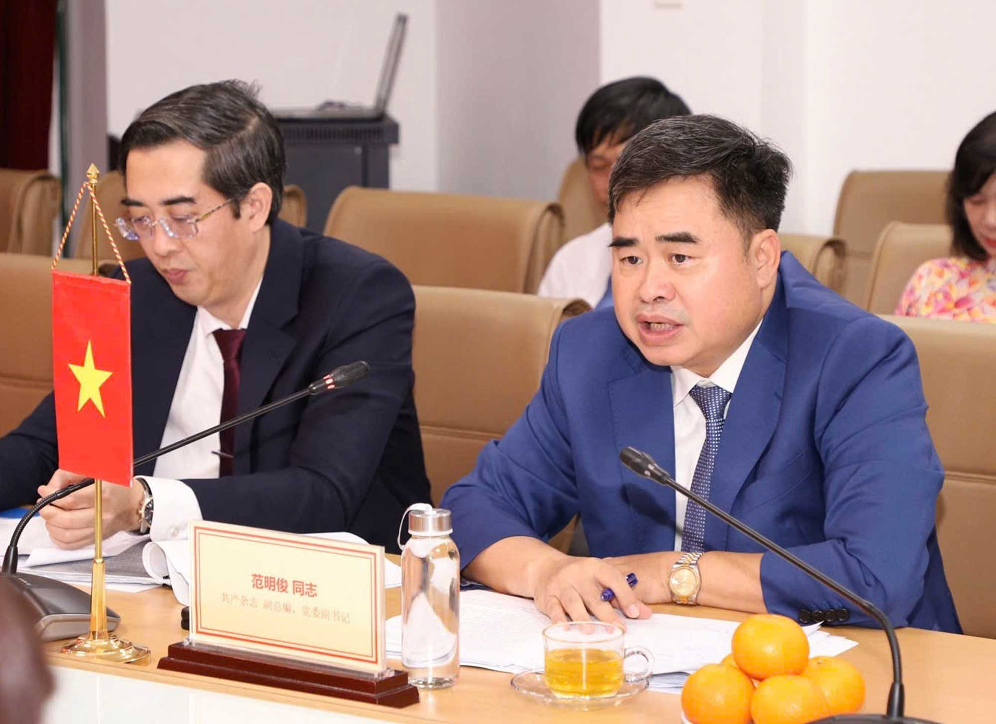 PGS, TS Phạm Minh Tuấn - Phó Tổng Biên tập Tạp chí Cộng sản, phát biểu tại buổi hội đàm_Ảnh: PV