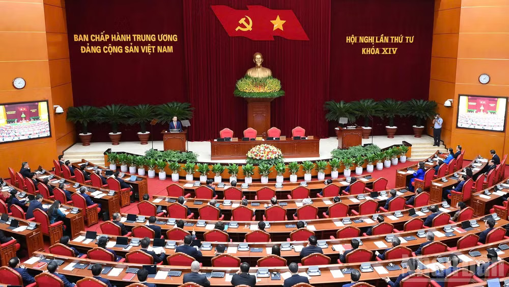Phiên bế mạc Hội nghị lần thứ tư Ban Chấp hành Trung ương Đảng Cộng sản Việt Nam khóa XIV. Ảnh: VOV