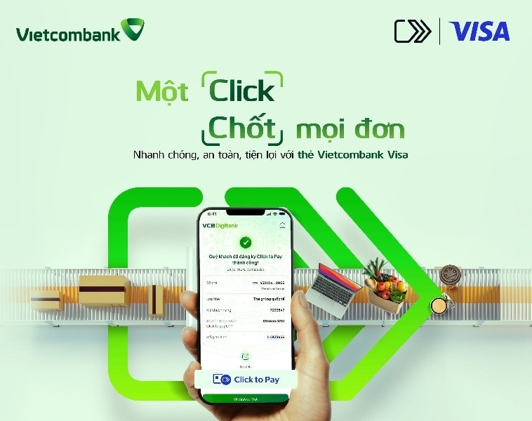 Vietcombank chính thức triển khai tính năng click to pay cho chủ thẻ visa: Nâng tầm trải nghiệm thanh toán trực tuyến an toàn và tiện lợi